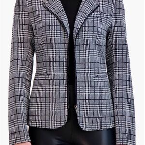 Elegant Black and White Plaid Blazer